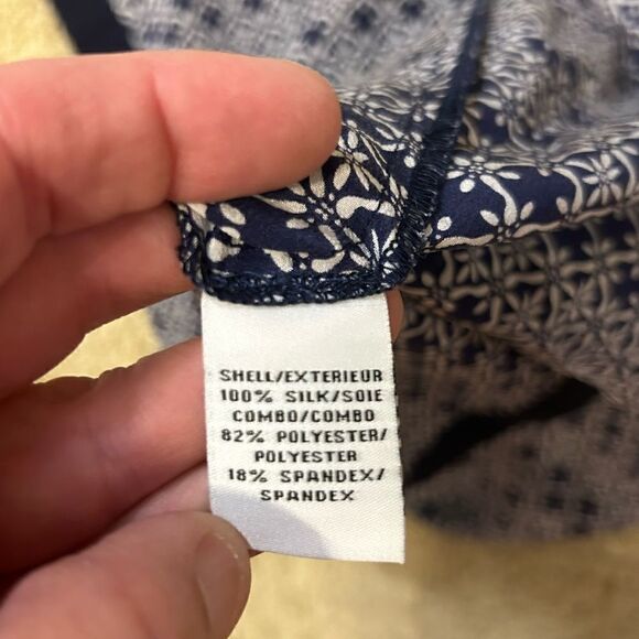 Diane Von Furstenberg silk navy white printed lightweight shirt dress‎ size 4 - Picture 7 of 10